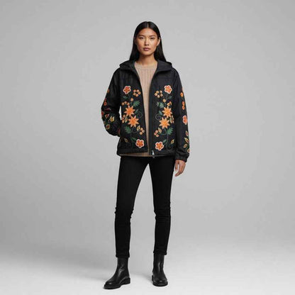 OLDTRIBES™ Black Spring Blossom Windbreaker
