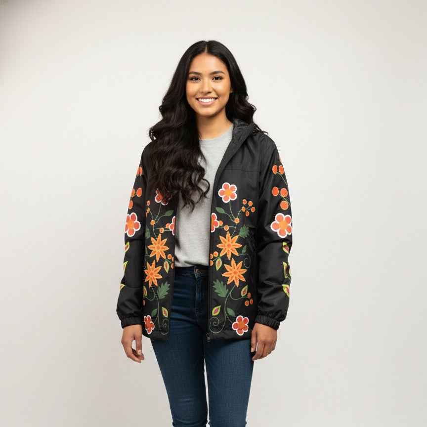 OLDTRIBES™ Black Spring Blossom Windbreaker