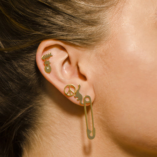 DINO: Dinosaur Stud Earrings in Gold