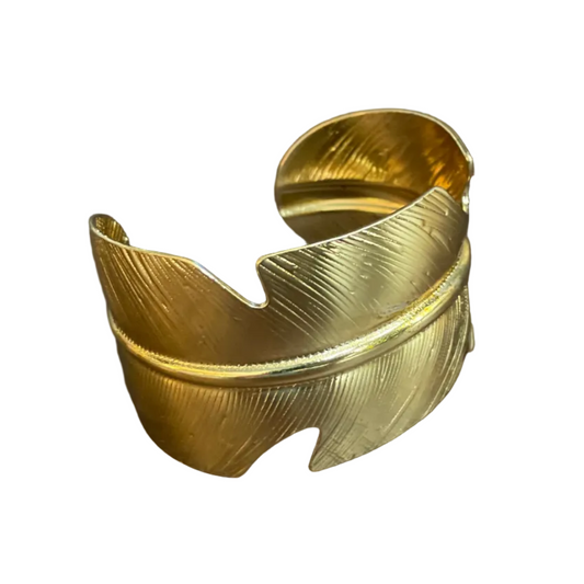 Leaf Wrap Cuff - Gold Stainless Steel