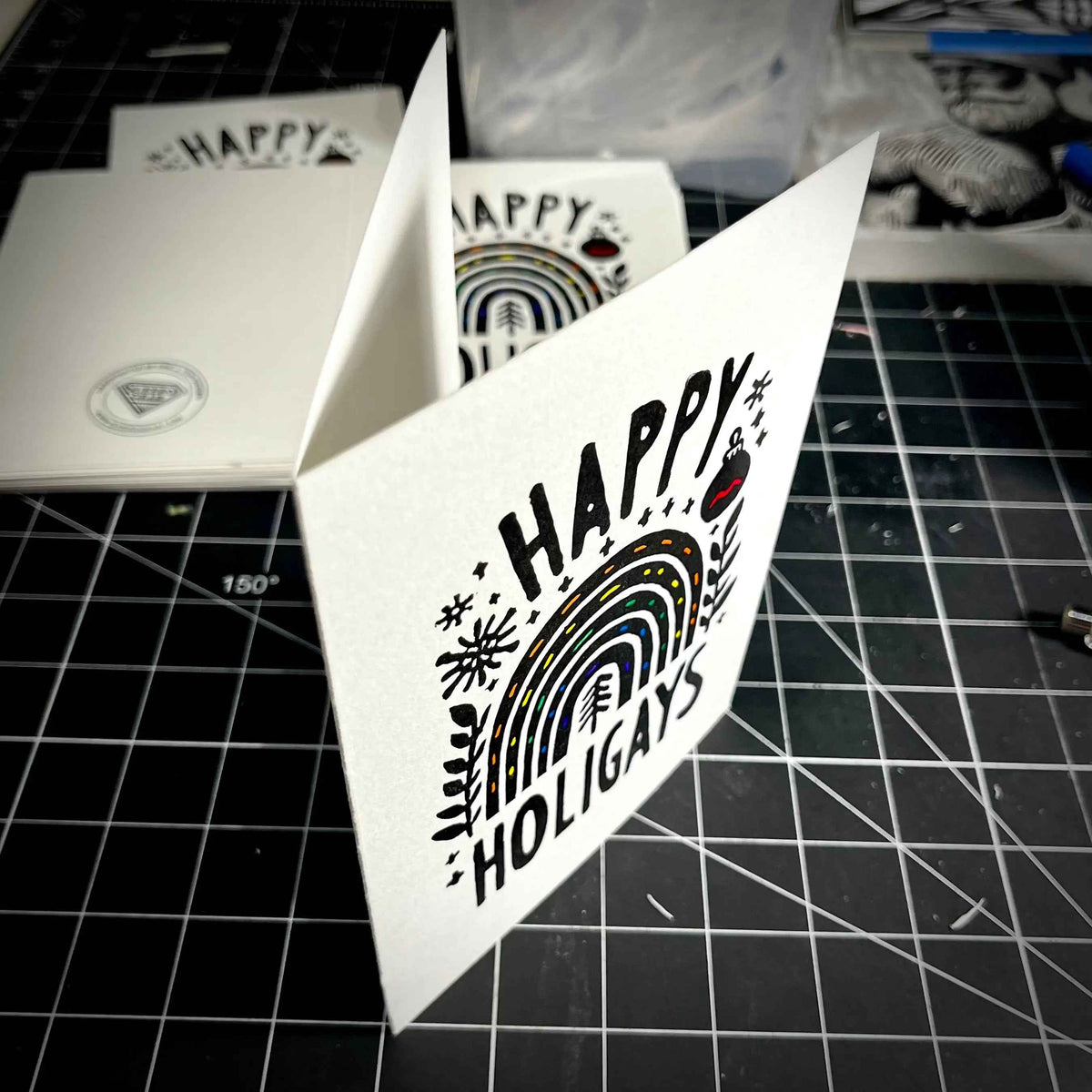 Happy Holigays Holiday Card | LINOCUT CARD