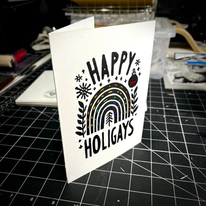 Happy Holigays Holiday Card | LINOCUT CARD