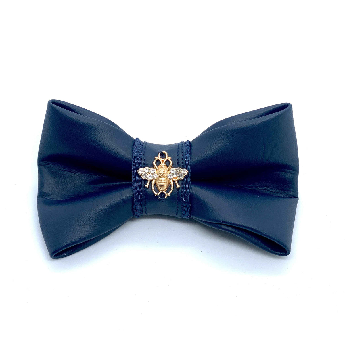 Neptune leather bow tie