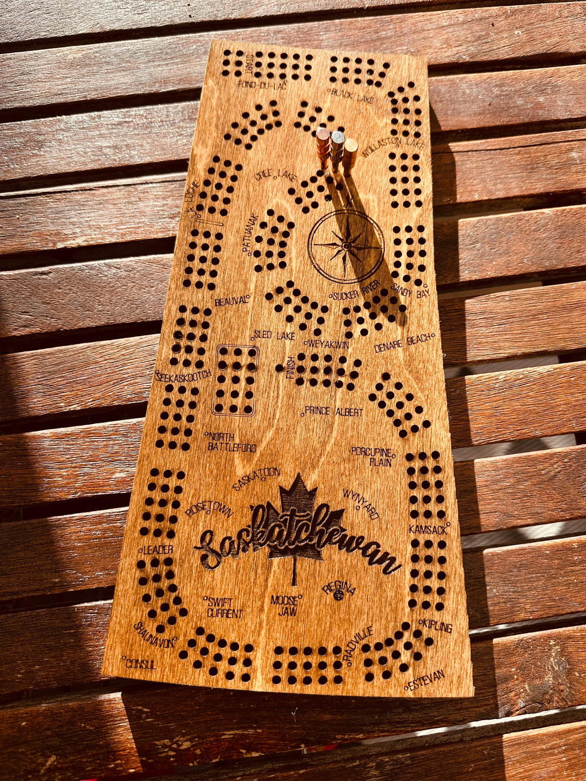 Saskatchewan Map Cribbage Board – 3-Player