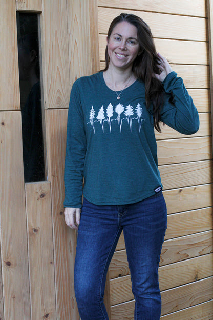 TREELINE - Women's Eco Long Sleeve Tee - Heather Green