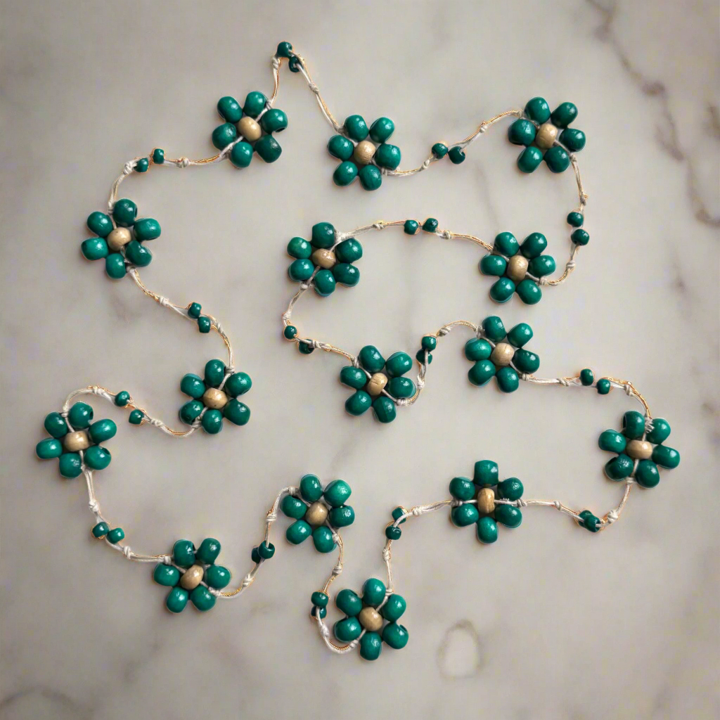 Wooden Ball Flower Necklace