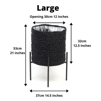Isha Black Braided Planter