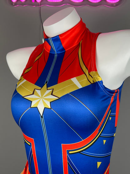 Super Hero Crotchless Cosplay BodySuit Lingerie Costume with Tights