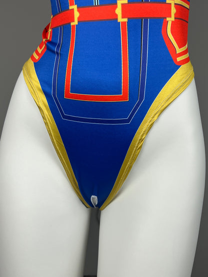 Super Hero Crotchless Cosplay BodySuit Lingerie Costume with Tights