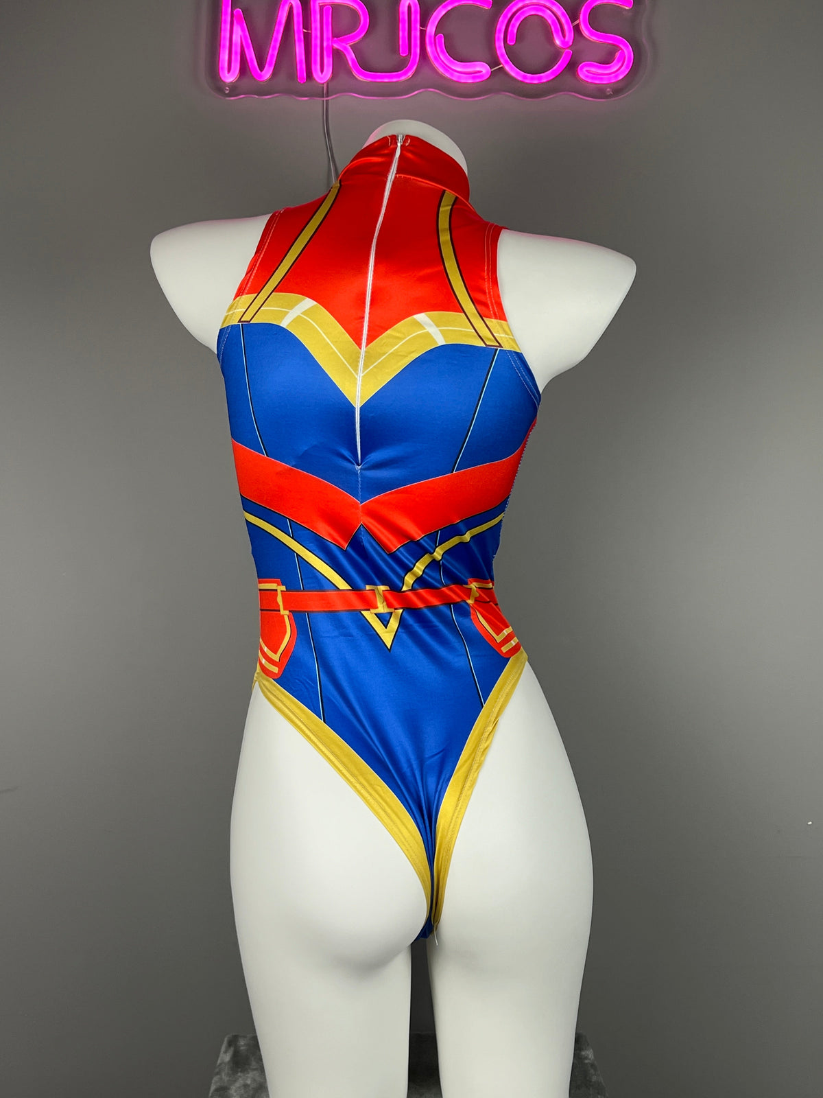 Super Hero Crotchless Cosplay BodySuit Lingerie Costume with Tights
