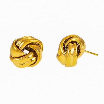 JATANI Gold: Contemporary Love-Knot Stud Earrings