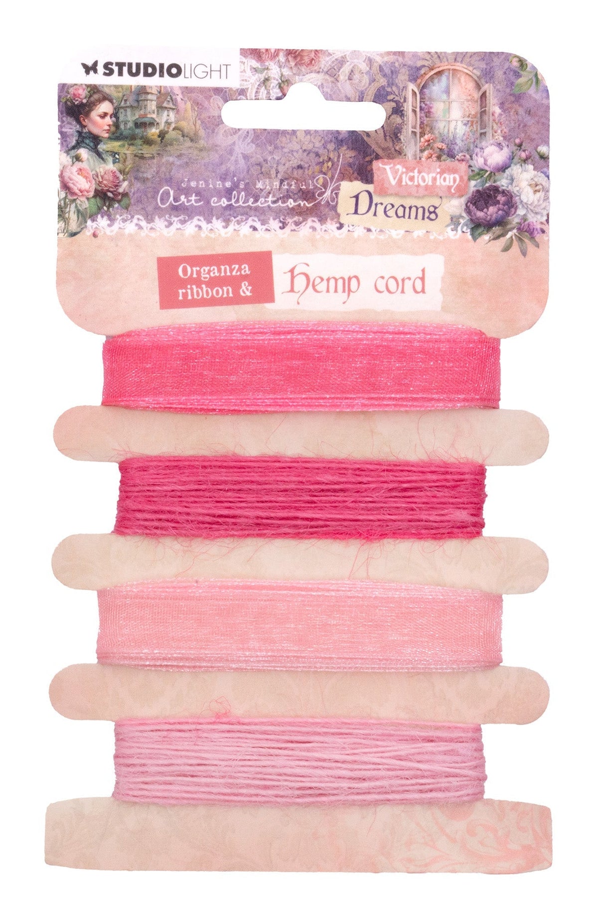 JMA Ribbon Organza & Hemp - Pinks Victorian Dreams 4 PC