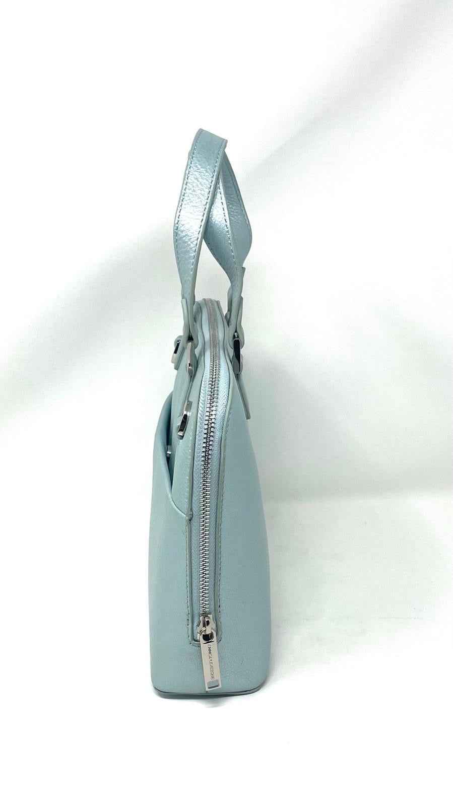 Sac à main en cuir Bleu Céleste, Justine
