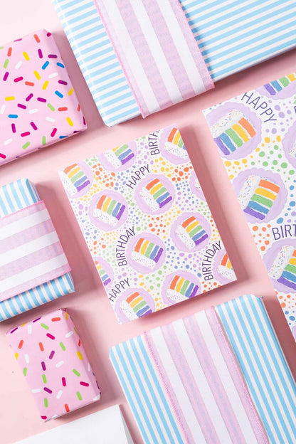 Happy Birthday Rainbow Cake Pattern - Greeting Card