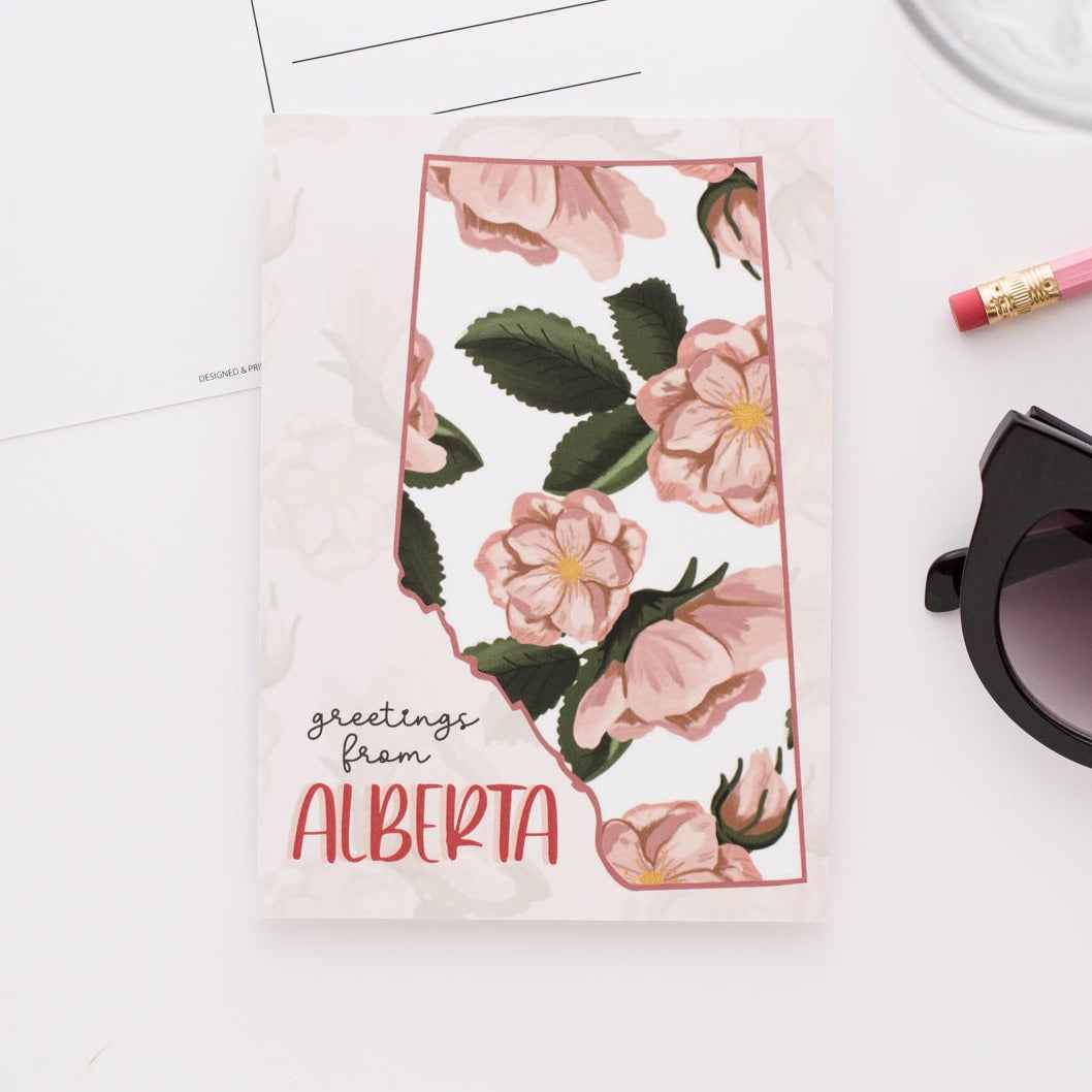 Greetings From Alberta (Pattern) Postcard