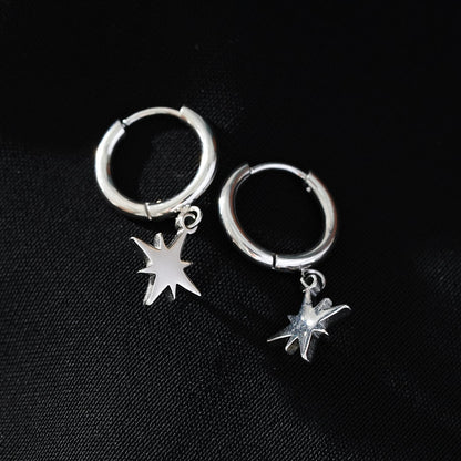 KAYLIN Silver: Mini Hoops with Star Charm Earrings