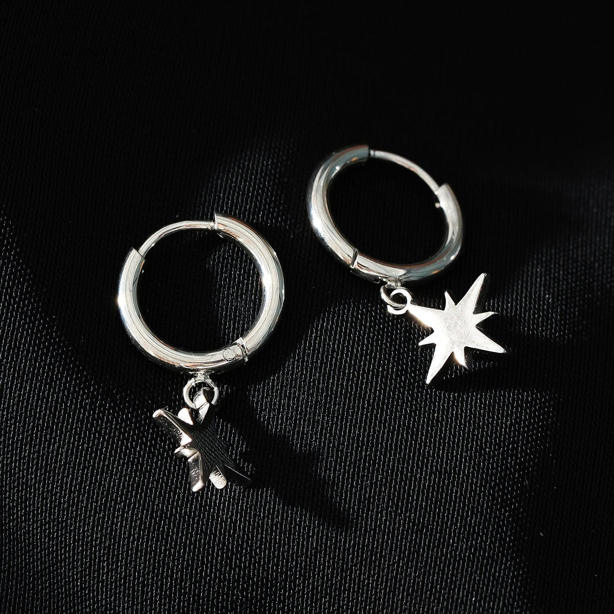 KAYLIN Silver: Mini Hoops with Star Charm Earrings