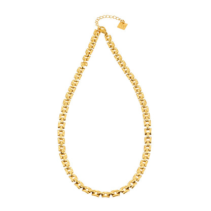 Style KOVVUR: Retro Twin Chain Necklace in Gold