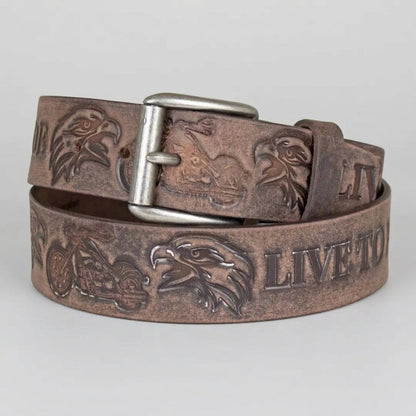 Keldon Grain Leather Men's Live To Ride Removable Buckle Belt