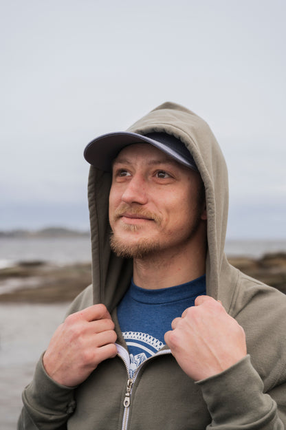 Zip Up Organic Cotton Hoodie- Blank Apparel  - Sage Grey