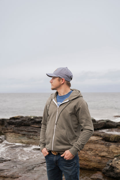 Zip Up Organic Cotton Hoodie- Blank Apparel  - Sage Grey
