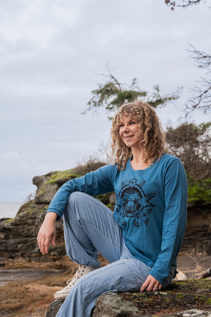 HUMMINGBIRD - Women's Eco Long Sleeve Tee - Heather Teal