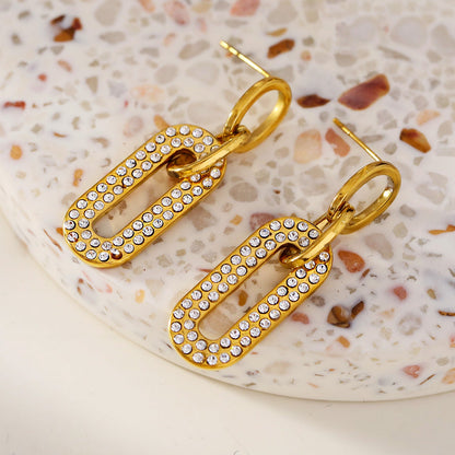 LAIA: Rounded Rectangle Shaped Earrings Embedded with Zirconia Gemstones