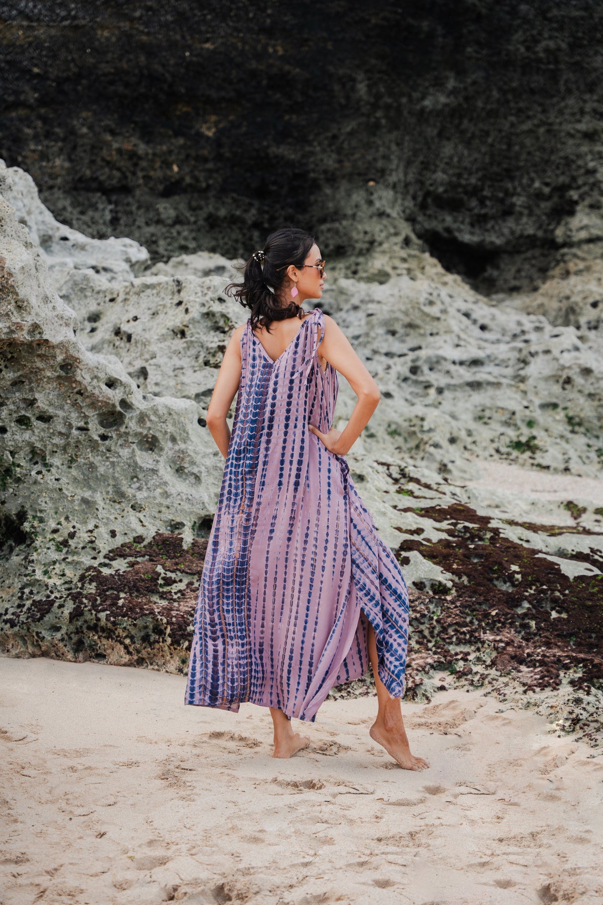 Simple Bone Tie Dye Dress - Pink