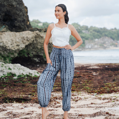 Simple Bone Tie Dye Bali Pants - Grey