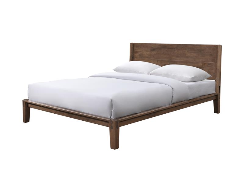 Luna Solid Oak Wood Tool Free Double Bed - Walnut