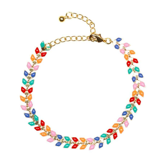Multicolour Enamel Leaf Bracelet