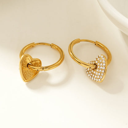 MAABU Gold: Vintage Inspired Hoops with Removable Zirconia Embedded Heart Charm