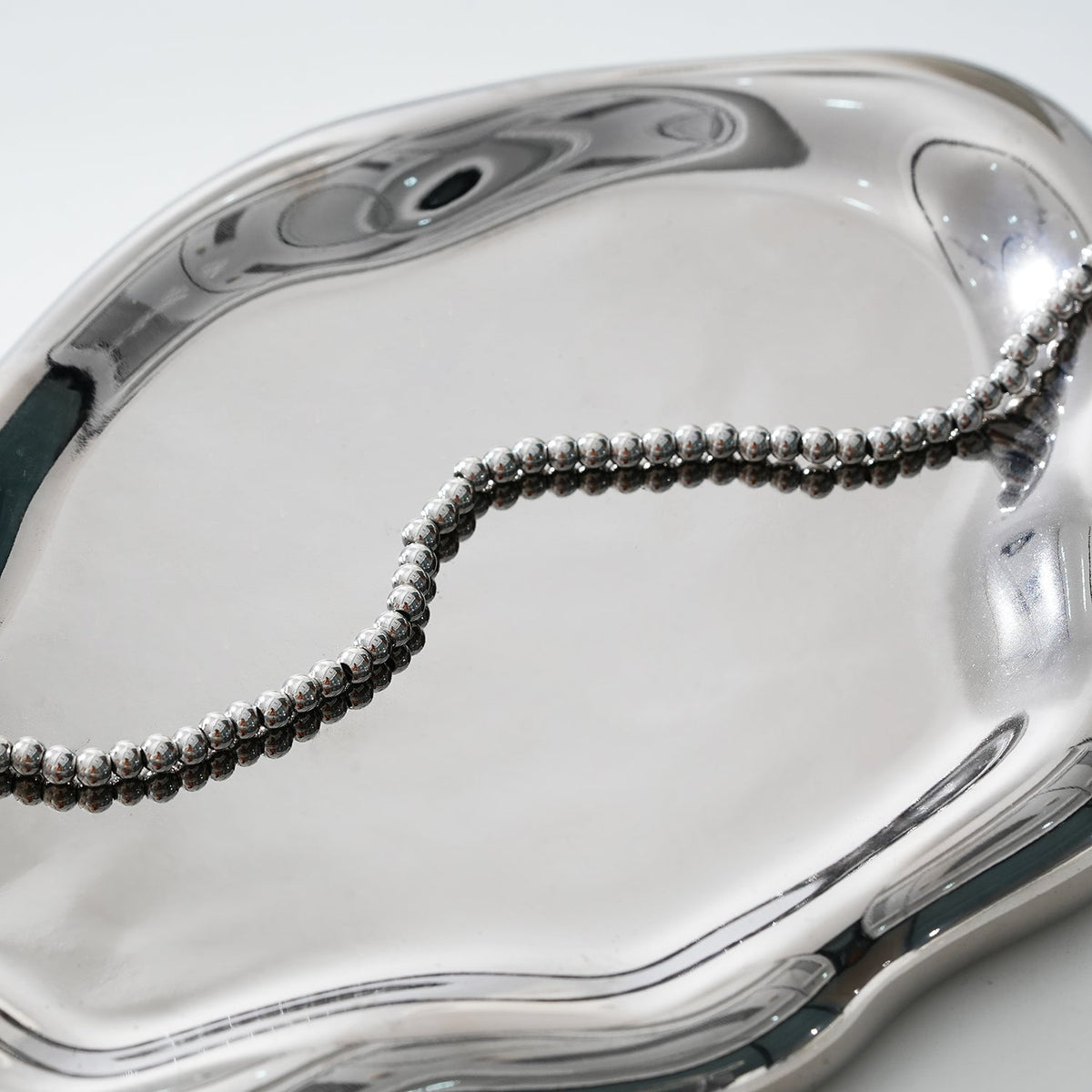 MANAMI LG: Ball-Beads Contemporary Chain Silver Anklet