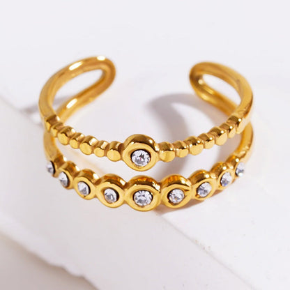 MILADIA: Double Stacked Beaded Zirconia Embellished Ring