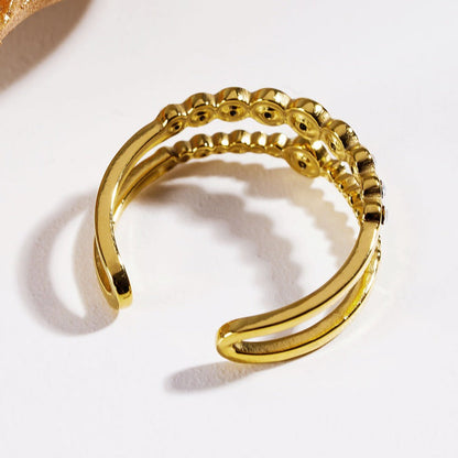 MILADIA: Double Stacked Beaded Zirconia Embellished Ring