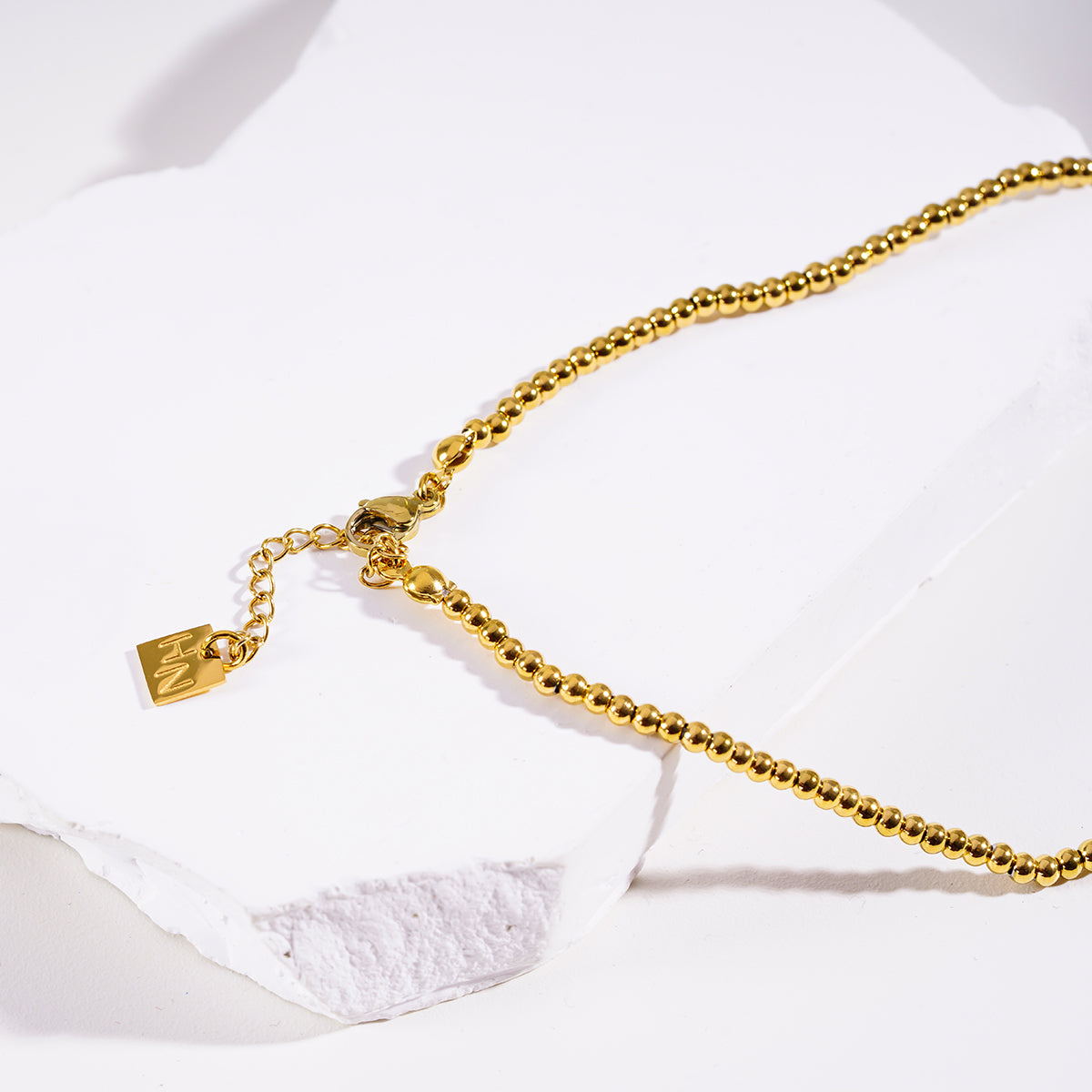 Style MILLIE: Twin-Bead Fusion Gold Chain Necklace