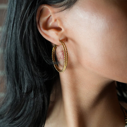 MIZUKI:  Double Rope Textured Hoop Earrings
