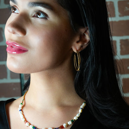 MIZUKI:  Double Rope Textured Hoop Earrings