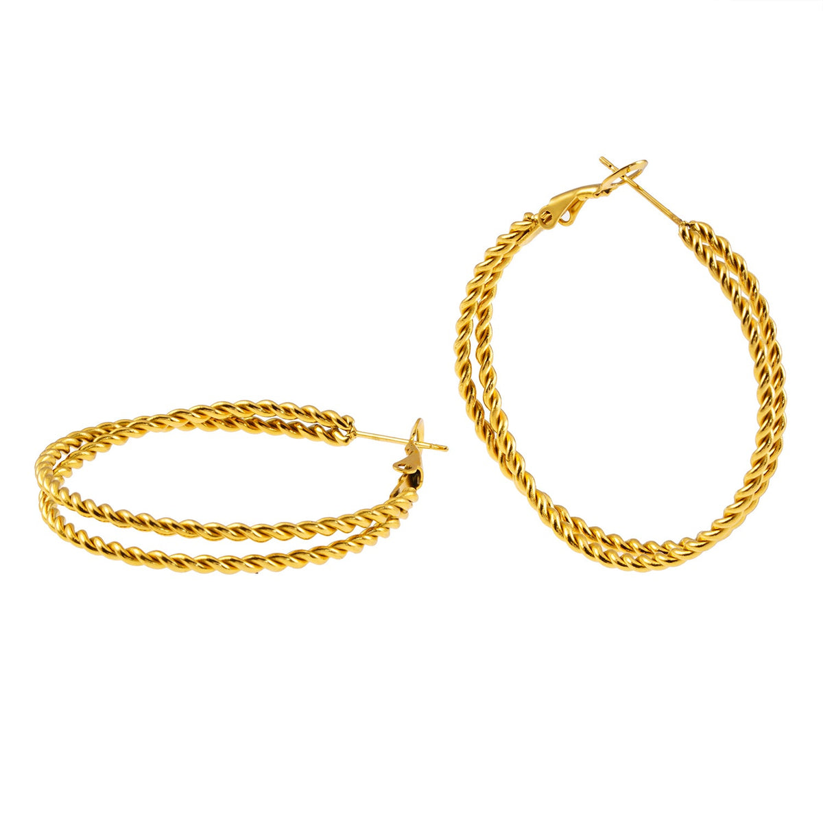 MIZUKI:  Double Rope Textured Hoop Earrings