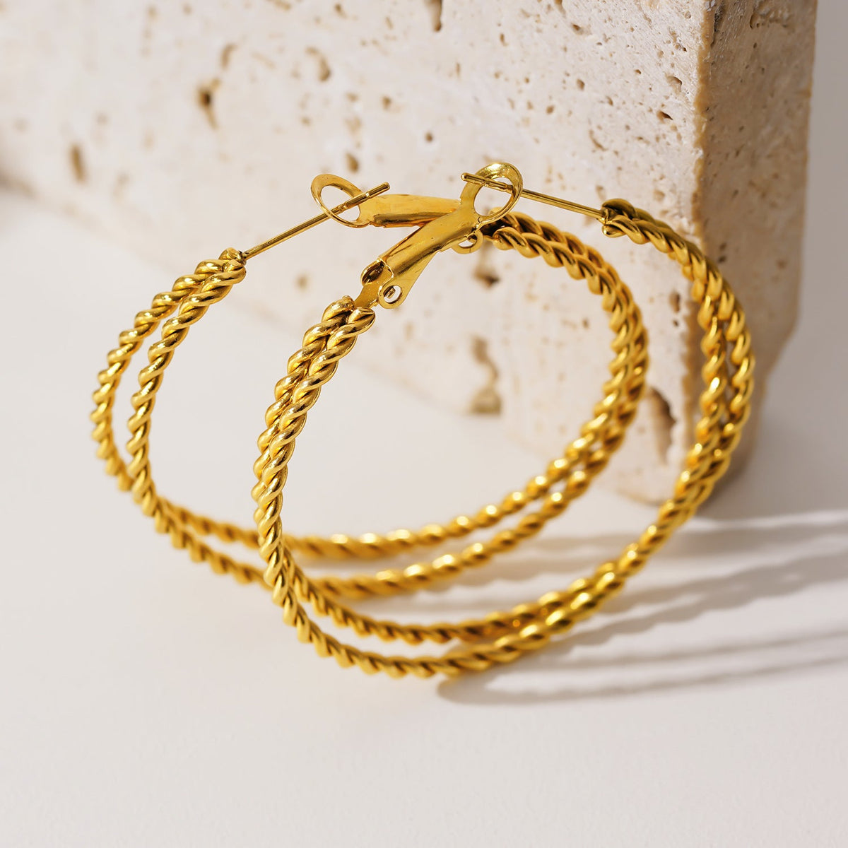 MIZUKI:  Double Rope Textured Hoop Earrings