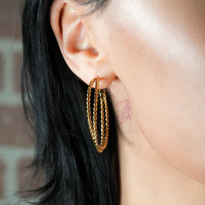 MIZUKI:  Double Rope Textured Hoop Earrings
