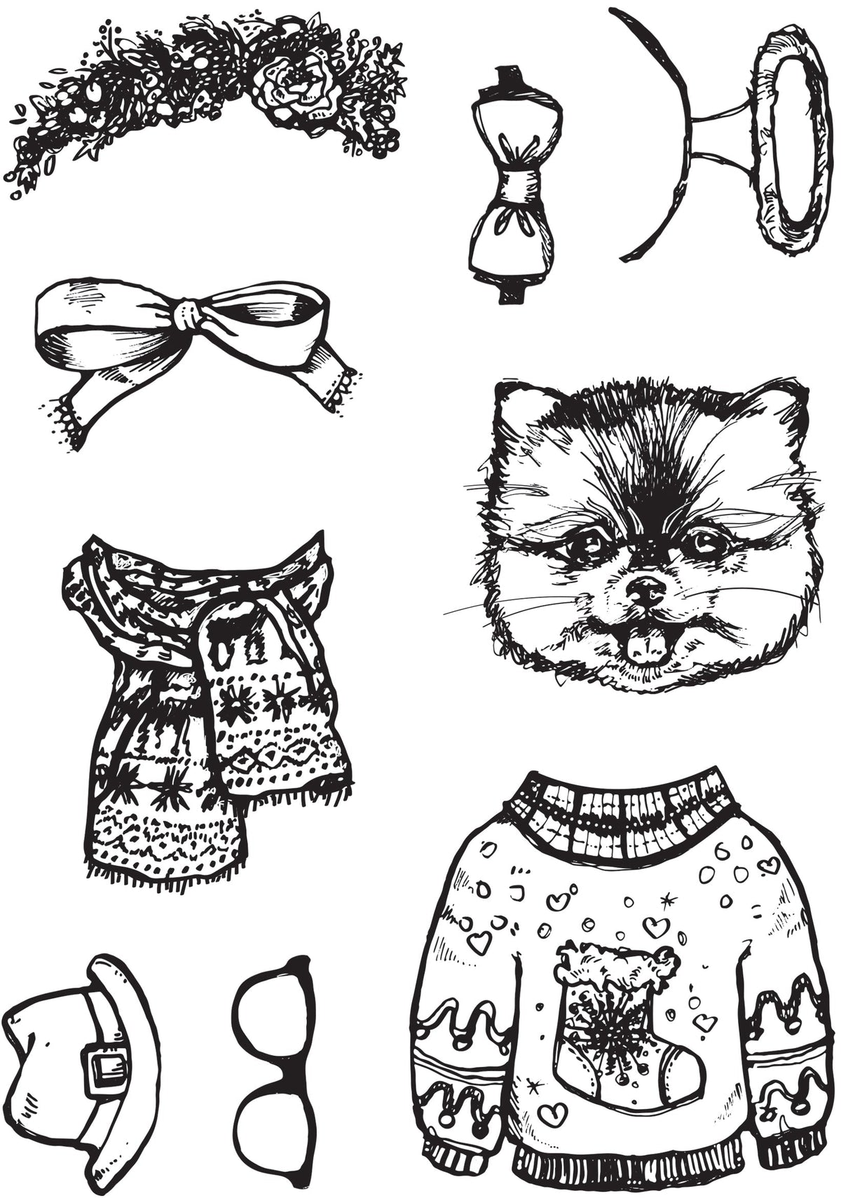 Creative Expressions Jane Davenport Merry Cutemas 6 in x 8 in Clear Stamp Set