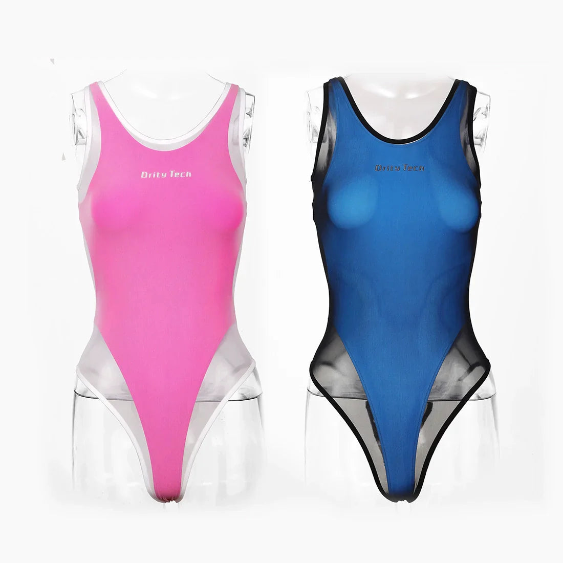 Anime Tropical Style One-piece Swimsuit with Mesh Sheer Overlay Summer Swimwear