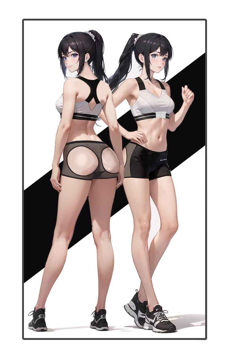 Anime Style 2-Piece Short Gymnastics Uniform Sports Tank Top with Sexy Cutout Shorts