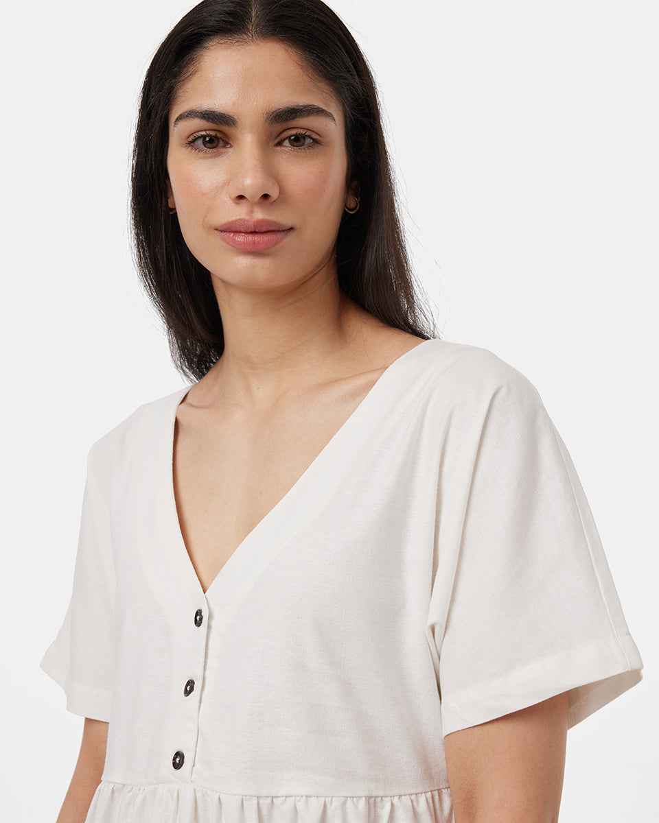 Hemp Button Front Swing Dress
