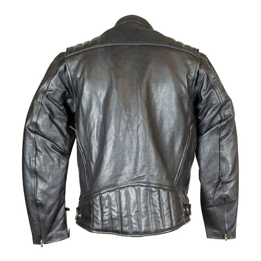 Open Road Men's Ribbed Padding Leather Motorcycle Jacket | Biker Gear