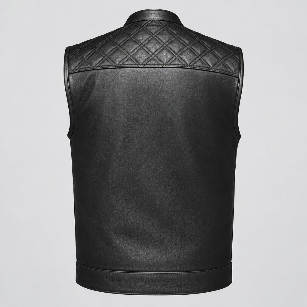 Open Road Men's Upside Leather Vest with Stitched Diamonds