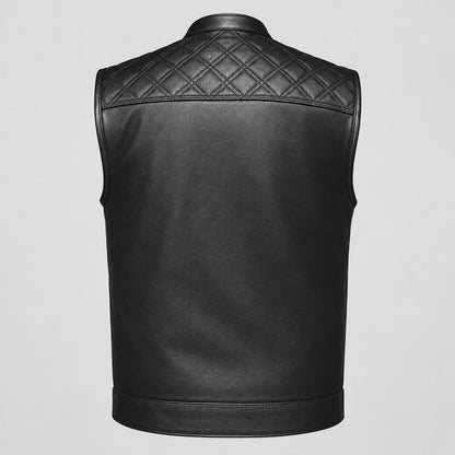 Open Road Men's Upside Leather Vest with Stitched Diamonds