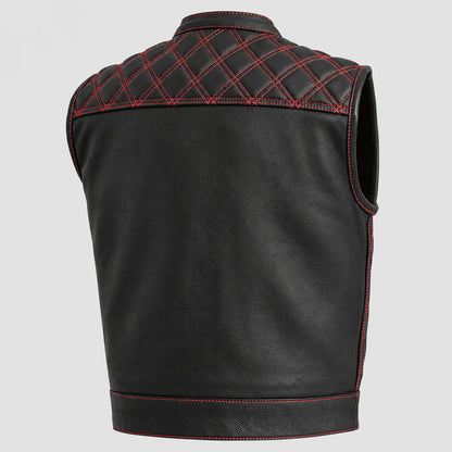 Open Road Men's Upside Leather Vest with Stitched Diamonds