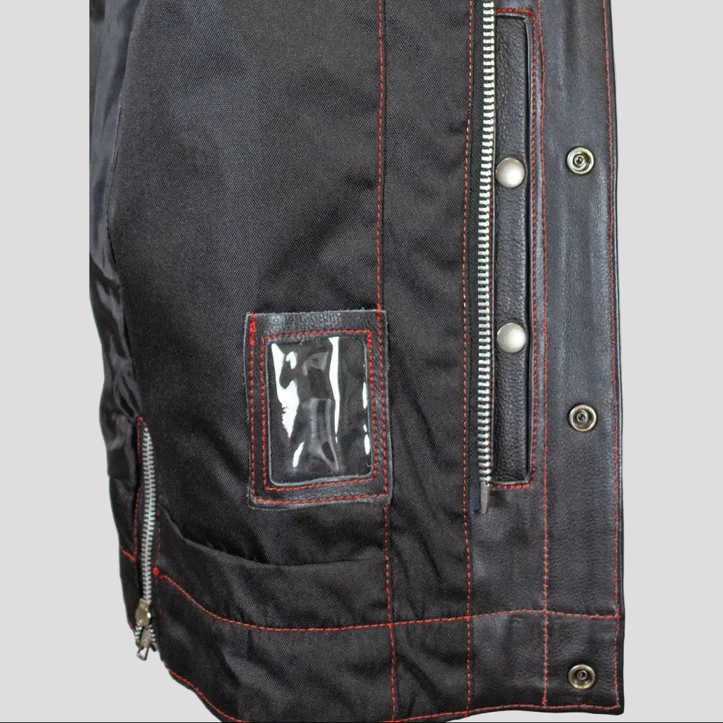 Open Road Men's Upside Leather Vest with Stitched Diamonds